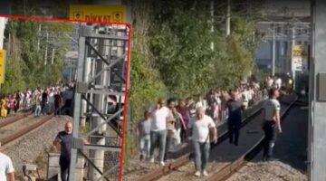 Marmaray’da beklenmedik olay! Hatta ağaç devrildi, yolcular demir yolunda yürüdü
