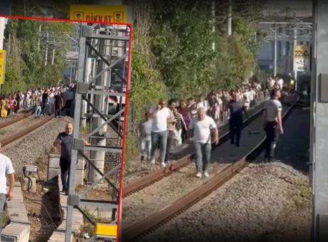 Marmaray’da beklenmedik olay! Hatta ağaç devrildi, yolcular demir yolunda yürüdü