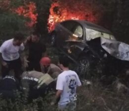 Maslak’ta korkunç kaza! 2 araç ormana uçtu: 3 yaralı