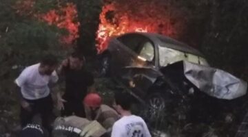 Maslak’ta korkunç kaza! 2 araç ormana uçtu: 3 yaralı