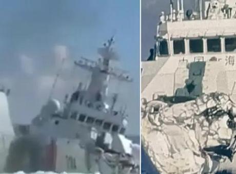 Son Dakika! Çin sahil güvenlik gemisi, Filipinler gemisini kovalarken kendi savaş gemisine çarptı!