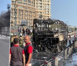 Sultangazi’de otobüste yangın: Tramvay seferleri durdu