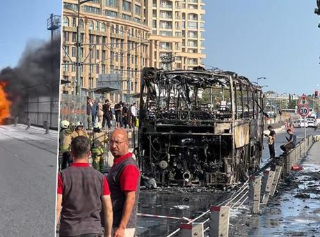 Sultangazi’de otobüste yangın: Tramvay seferleri durdu