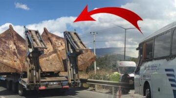 Akılalmaz kaza! Bursa’da yolcu otobüsü TIR’daki gemi çapasına çarptı