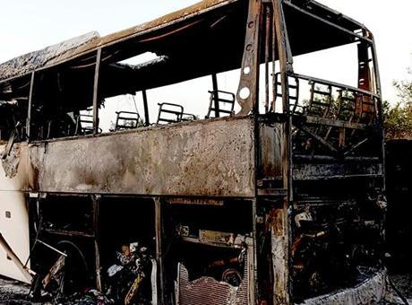 Gaziantep’te seyir halindeki yolcu otobüsü yandı
