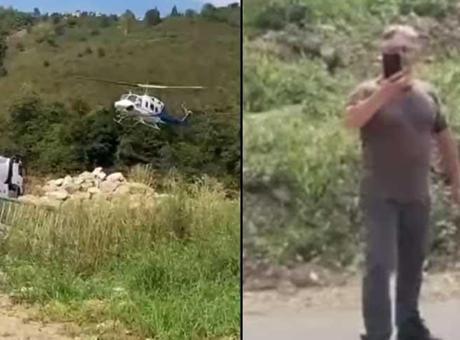 Köyde esrarengiz helikopter! Köylüler dere kenarında yakaladı: Burada ne arıyorsunuz?