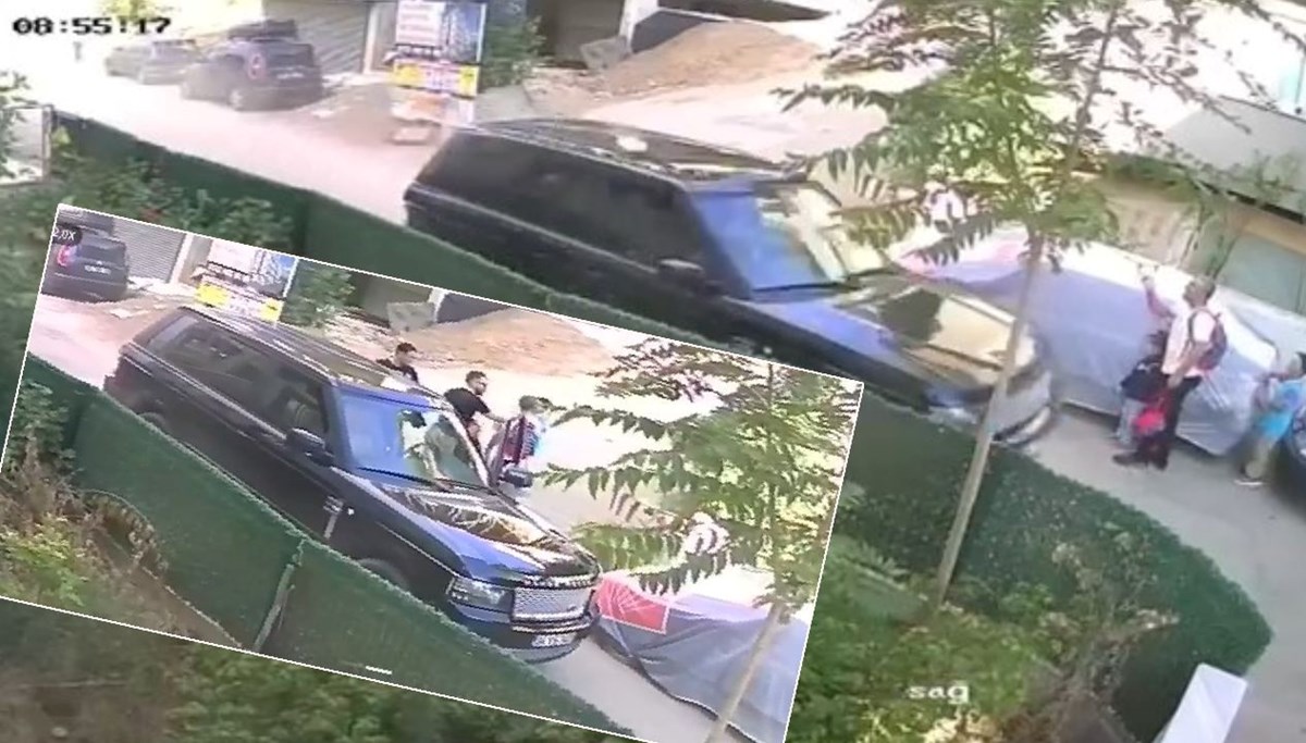 Lüks araçtan indi, çocuklarının önünde babaya tokat attı
