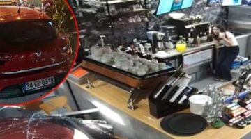 Ümraniye’de kontrolden çıkan otomobil kafeye daldı